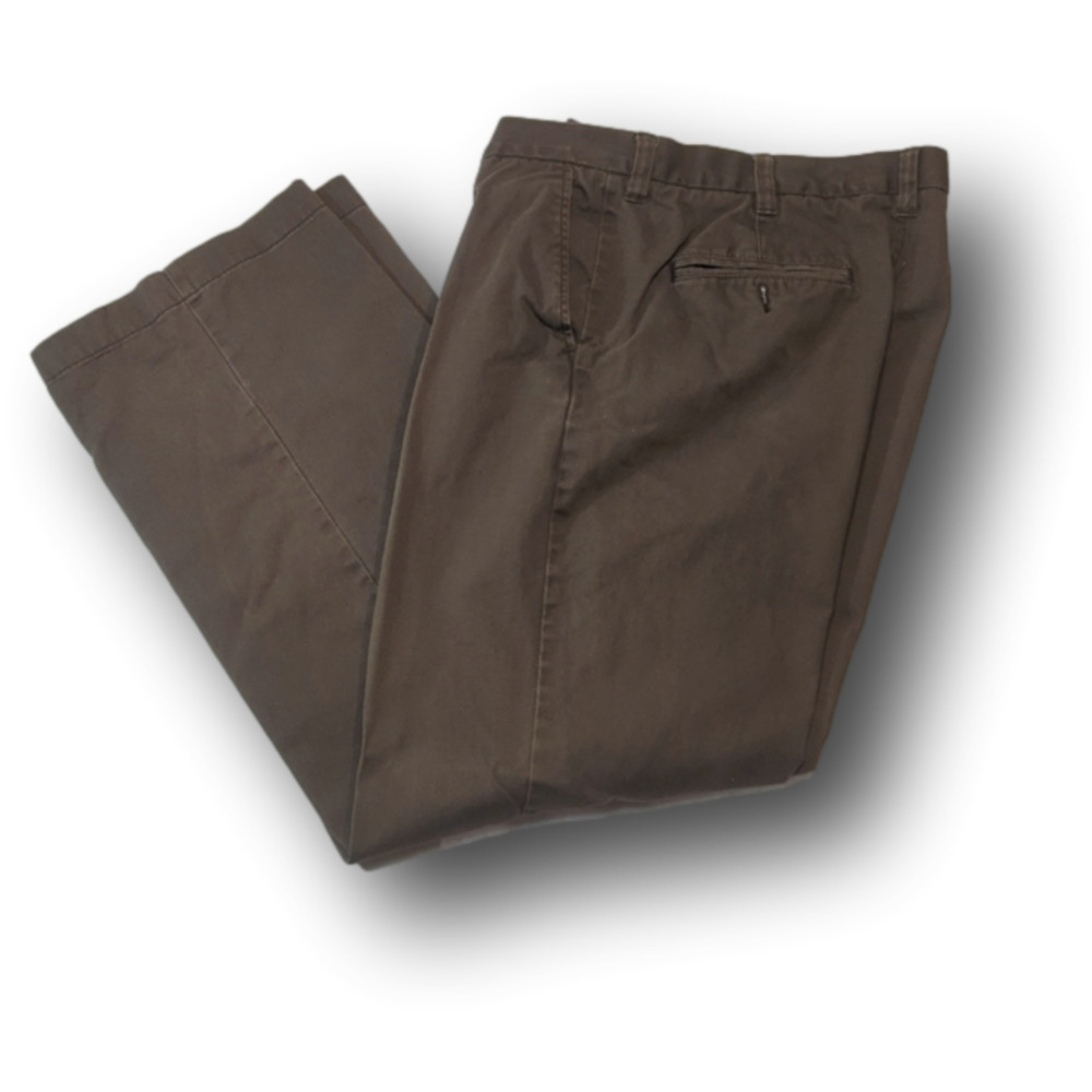 Flat front straight leg brown chinos